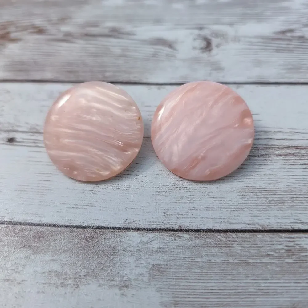 Vintage Clip On Earrings Large 1.25 Pink
